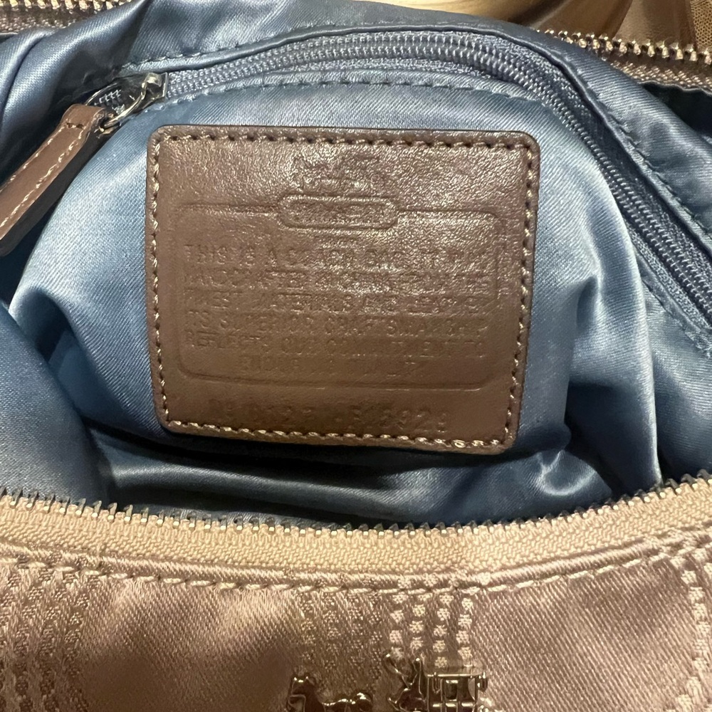 EUC Coach Madison Op Art Shoulder Bag w/charms tan/champagne gold in color - Picture 10 of 15